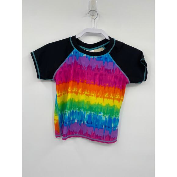 Xhilaration Multicolor Tie Dye Short Sleeve Rashguard Girls's Size XL 14/16 - Picture 1 of 7